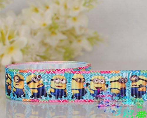 10 Yards 7/8 Inch Despicable Me Minion Cartoon Printed Grosgrain Ribbon, Packing DIY Cartoon Polyester Grosgrain Ribbon