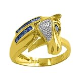0.25 Cttw Sapphire & 0.05 Ct Diamond 14 Kt Yellow Gold Bypass Horse Ring Size 7