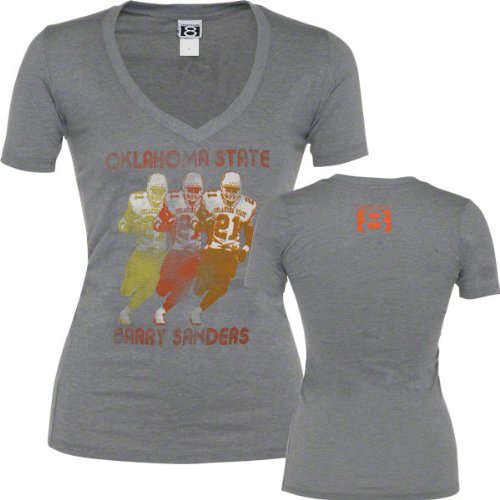 Oklahoma State Cowboys Women's Grey Barry Sanders Three Times T-Shirt