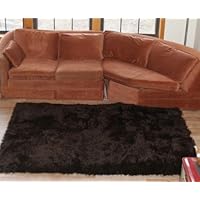 Faux Fur Area Rug Dark Brown Large