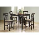 5pc Cappuccino Finish Counter Height Dining Table and 4 Barstools Set