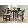 5pc Cappuccino Finish Counter Height Dining Table and 4 Barstools Set