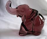 Handmade Solid Amethyst Purple Glass Elephant ~ Trunk Up