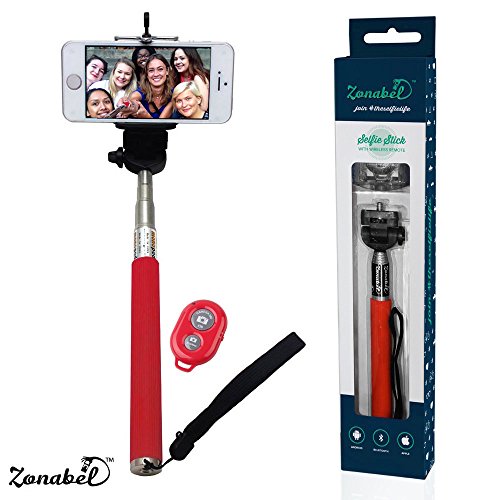 Selfie Stick - 60% OFF SALE TODAY ONLY - Zonabel Best Self Portrait Extendable Monopod - Universal Bluetooth Shutter Remote Control for iPhone 4, 4s, 5, 5s, 5c, 6, 6plus, Samsung S4, S5, S6 & Most Androids, GoPro Compatible - Take the Perfect Selfie - Lifetime Guarantee