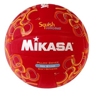 Mikasa Squish VSV104 No-Sting Volleyball (Red/Circles)