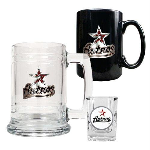 MLB Houston Astros 15-Ounce Tankard, 15-Ounce Ceramic Mug & 2-Ounce Shot Glass Set - Primary Logo