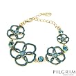 PILGRIM SKANDERBORG, DENMARK Pleasant Bracelet With Genuine Crystals Made of Yellow Base metal and Greenish Blue Enamel. Total item weight 20.70g