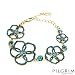 PILGRIM SKANDERBORG, DENMARK Pleasant Bracelet With Genuine Crystals Made of Yellow Base metal and Greenish Blue Enamel. Total item weight 20.70g