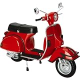 New Ray Vespa 1978 P200E Scooter Replica Motorcycle Toy w Free B&F Heart Sticker Bundle - Red 1:12 Scale