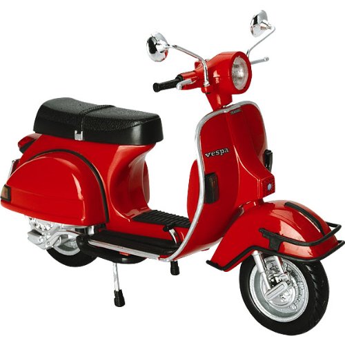 New Ray Vespa 1978 P200E Scooter Replica Motorcycle Toy w/ Free B&F Heart Sticker Bundle - Red / 1:12 Scale