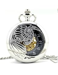 Tirio Angles Wing Skeleton Hand-wind Mechanical Mens Lady Pocket Watch