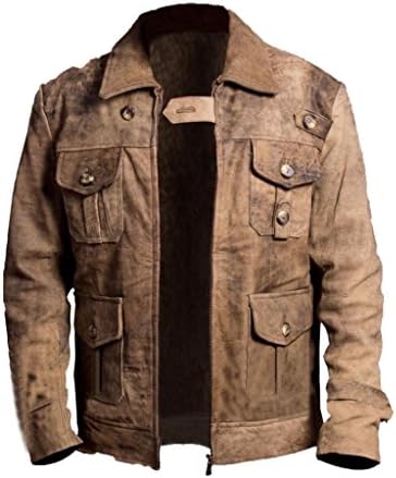 Internationalleather Men's Distressed Leather Expendables 2 Jacket medium brown