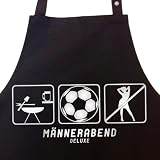MÄNNERABEND deluxe - Kochschürze, Grillschürze, Latzschürze mit verstellbarem Nackenband und Seitentasche