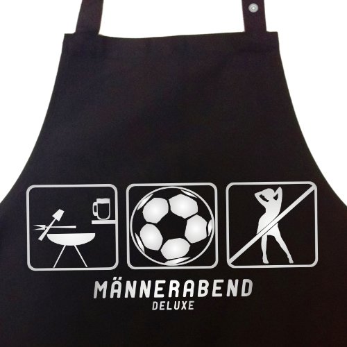 MÄNNERABEND deluxe - Kochschürze, Grillschürze, Latzschürze mit verstellbarem Nackenband und Seitentasche