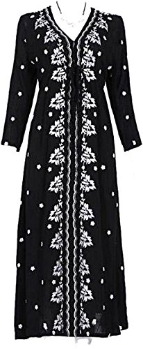 ロングドレス ワンピース 刺繍 ステッチ レトロ クラシック マキシ丈 カジュアル キュート エレガンス レディース 冬物 春物 可愛いスカーフ付き R795