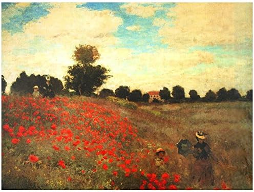 Blossoming arts Oriental Furniture Classic Lowest Price Monet Fine Art Reproductions, 31-Inch Poppies, Wall Art Print on Stretched Canvas
