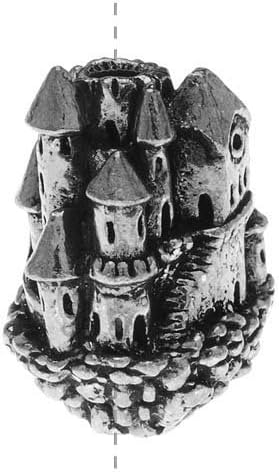 Green Girl Studios Focal Bead, 23mm Floating Castle, 1 Piece, Pewter