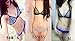 2015 New Women Neoprene Bikini Mesh Triangle Top with Bottom Bathing Suit Swimsuit Blue Medium