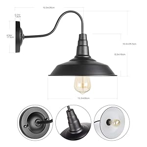 Black Wall Sconce Lighting Gooseneck Barn Wall Light Industrial
