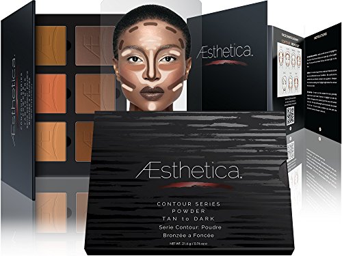 Aesthetica Contour Series - Tan to Dark Powder Contour Kit / Contouring and Highlighting Makeup Palette; Vegan and Cruelty Free - Easy-to-Follow Step-by-Step Instructions Included