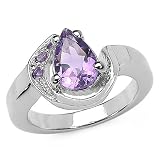 1.25 Carat Genuine Amethyst Sterling Silver Ring