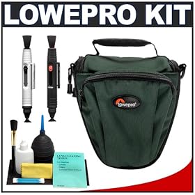 Lowepro Topload Zoom 1 (Black) Camera Bag + Deluxe Cleaning Kit for Canon EOS, Nikon,... by Lowepro