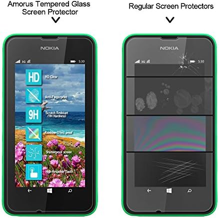 Nokia Lumia 530 Screen Protector, Nokia Lumia 530 Glass Screen Protector - [Tempered Glass], 99% Touch-screen Accurate, Round [0.26mm] Ultra-clear Glass Screen Protector Perfect Fit for Nokia Lumia 530,9H hardness glass screen protector, Maximum Screen Protection from Bumps, Drops, Scrapes, and Marks (Lifetime Warranty)