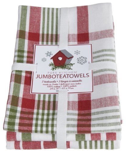 Best Price Now Designs Jumbo Pure Kitchen Towel, Holiday, Set of 3