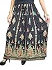 Womens Skirt Sequin Beaded Lehenga Boho Peasant Skirt (Black)
