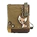 Chala Patch Cross-Body Women Handbag, Olive Canvas Messenger Bag - Chihuahua