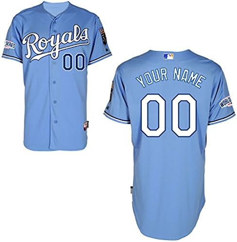 Kansas City Royals 2015 Personalized Alternate World Series Patch Blue Jersey Lorenzo Cain #6 Size 40