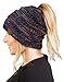BT-6800-620608 Messy Bun Womens Winter Knit Hat Beanie Tail - Kaleidoscope