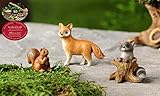 Minature Fairy Garden 3 Piece Wild Animals Fox Racoon Rustic Mini Statue Dollhouse Accent