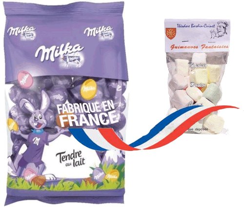 french mini easter eggs milk chocolate 350 gr-minis oeufs de paques au chocolat au lait MILKA + 1 bag of Marshmallows Théodore Bardin-Cuinet