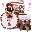 Park Avenue Posh Baby Girl Gift Set - 5 Piece Pink & Brown Set w/ Gift Box