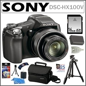 Sony Cyber-shot Dsc-hx100/v 16.2 Mp Digital Camera With 30x Optical Zoom And 3d Sweep Panorama + 16gb Accessory Kit