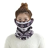 桜の雪 防寒対策 耳あて 首カバー 棉マスク スカーフに変身 自転車対応 花粉症対応 春秋冬用 (パープル鹿)