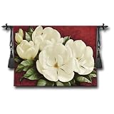 Tapestry wall hanging Magnolia Crimson handwoven fabric home decor classic