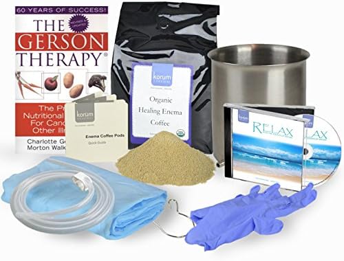 The Gerson Therapy book & Coffee Enema Kit | - 5 lb Organic Ultra-High Caffeine Blend Healing Enema Coffee, 2 qt. Stainless Steel Enema Bucket | Relaxation CD