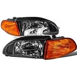 92-95 Honda Civic 2 3dr Black Headlight with Vision Amber Corner Lights by Powertech