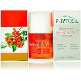 Retinol & Vitamin C Moisturizer- For Day & Night- 2.5% Retinol, 20% Vitamin C, Hyaluronic Acid, Jojoba Oil & Green Tea - Hydrate, Firm & Tighten, Build Collagen, Fade Dark Spots - Phytosil 1.7 OZ