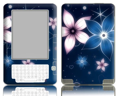 Bundle Monster Amazon Kindle 2 Ebook Vinyl Skin Cover Art Decal Sticker Protector Accessories - Blue Flower