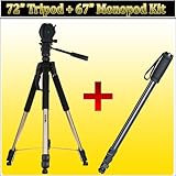 Professional PRO 72" Super Strong Tripod with Deluxe Soft Carrying Case + 6 ....