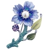 Amethyst Flower with Pearl Swarovski Crystal Pin Brooch