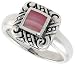 Sterling Silver Oxidized Ring, w/ 6mm Square-shaped Pink Mother of Pearl, 7/16" (11mm) wide