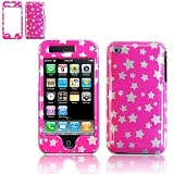 Apple iPhone 3G PDA Hot Pink/Silver Stars Design Protective Case