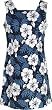 Short Tank Dress - White Hibiscus Fern Square Neck A Line Hawaiian Aloha Darted Tank Dress - Regular and Plus Size