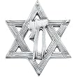 14K White Gold Star of David Lapel Pin with Chai - 23.25x20.25mm