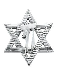 14K White Gold Star of David Lapel Pin with Chai - 23.25x20.25mm -- LIFETIME WARRANTY