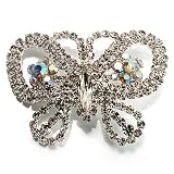 Unique Swarovski Crystal Butterfly Brooch (Silver Tone)